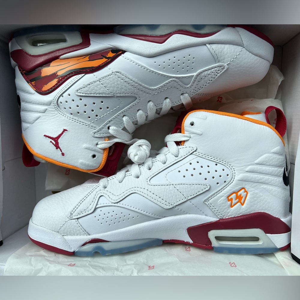 Youth size 5 MVP (GS) Jordan’s: White/Cardinal Red